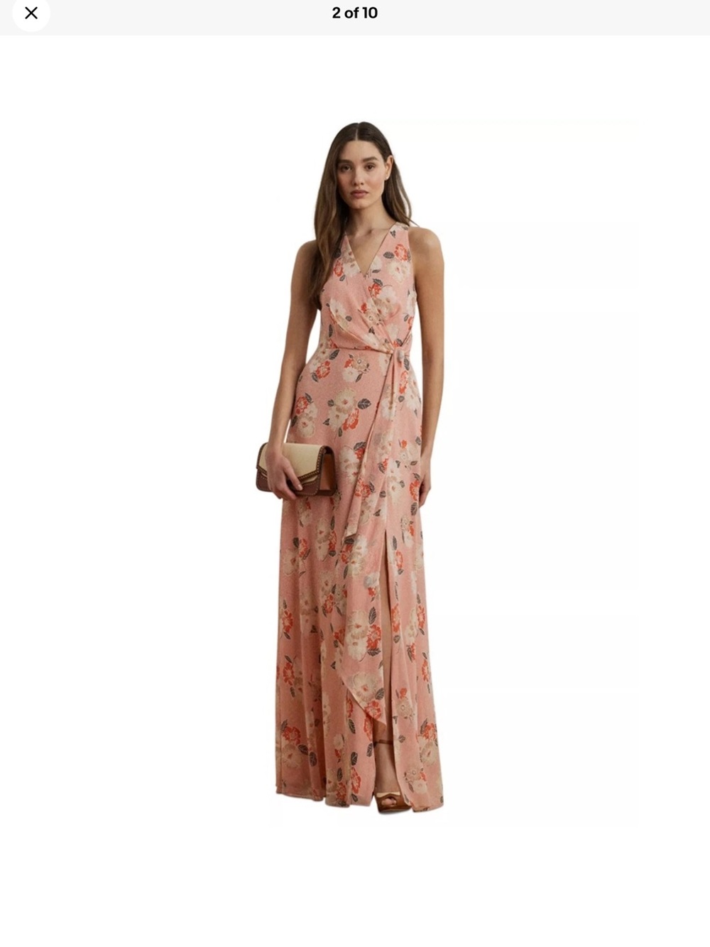 Lauren Ralph Lauren Blush Pink Floral Sleeveless Maxi Dress, Size 12